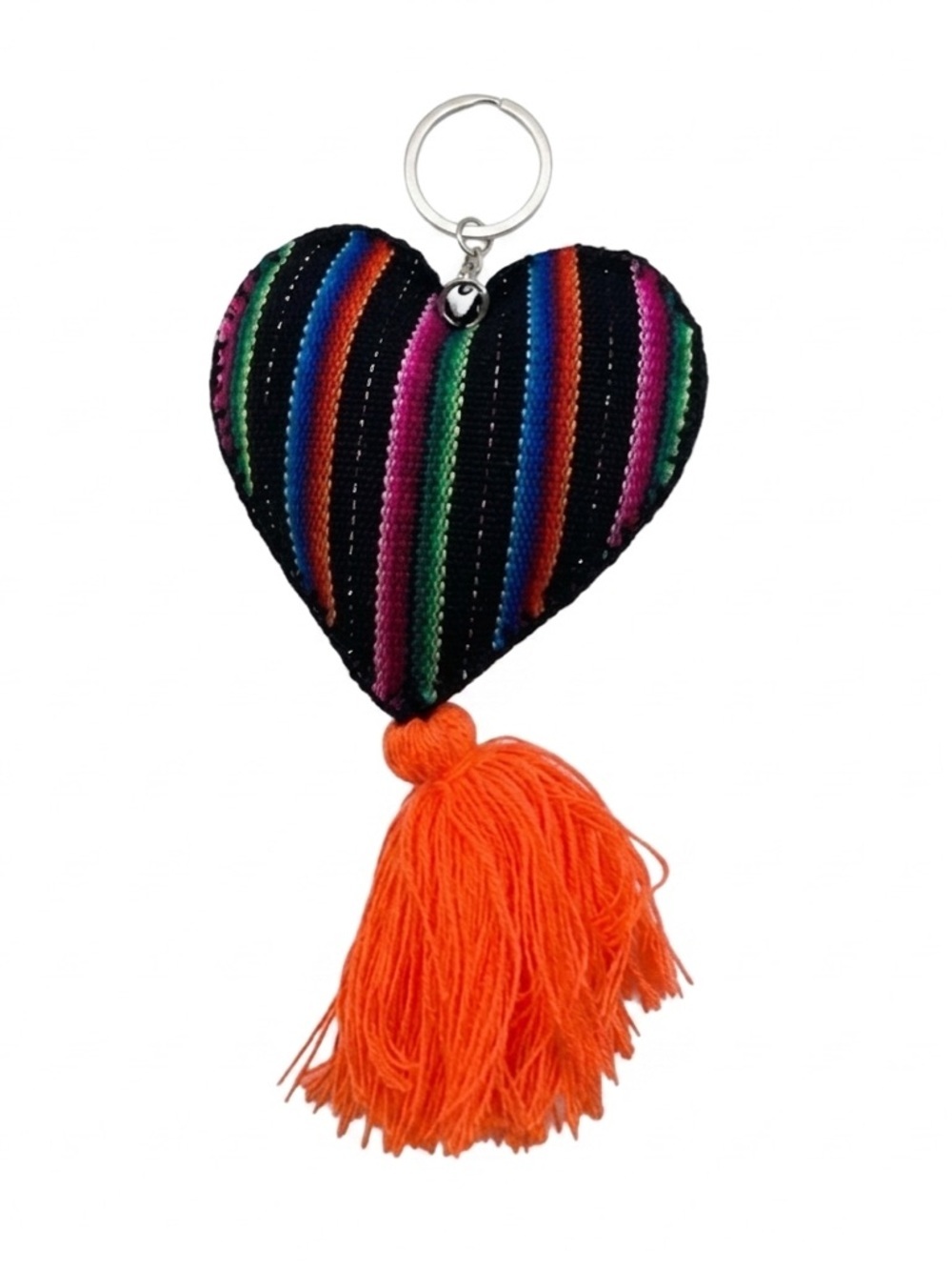 NWT Striped Heart Tassel Keychain Bag Charm